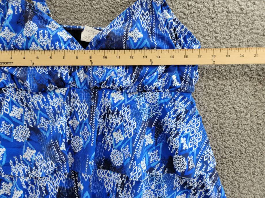 ShapeSolver by Penbrooke Plus Size Triple Tier Swim Dress Women's 18W Blue/White