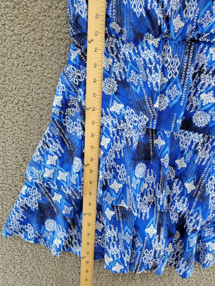 ShapeSolver by Penbrooke Plus Size Triple Tier Swim Dress Women's 18W Blue/White