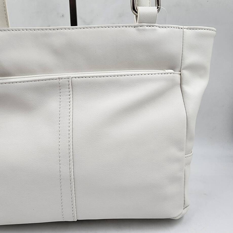 Giani Bernini Nappa Classic Leather Tote Bag Women's No Size White Top Zipped