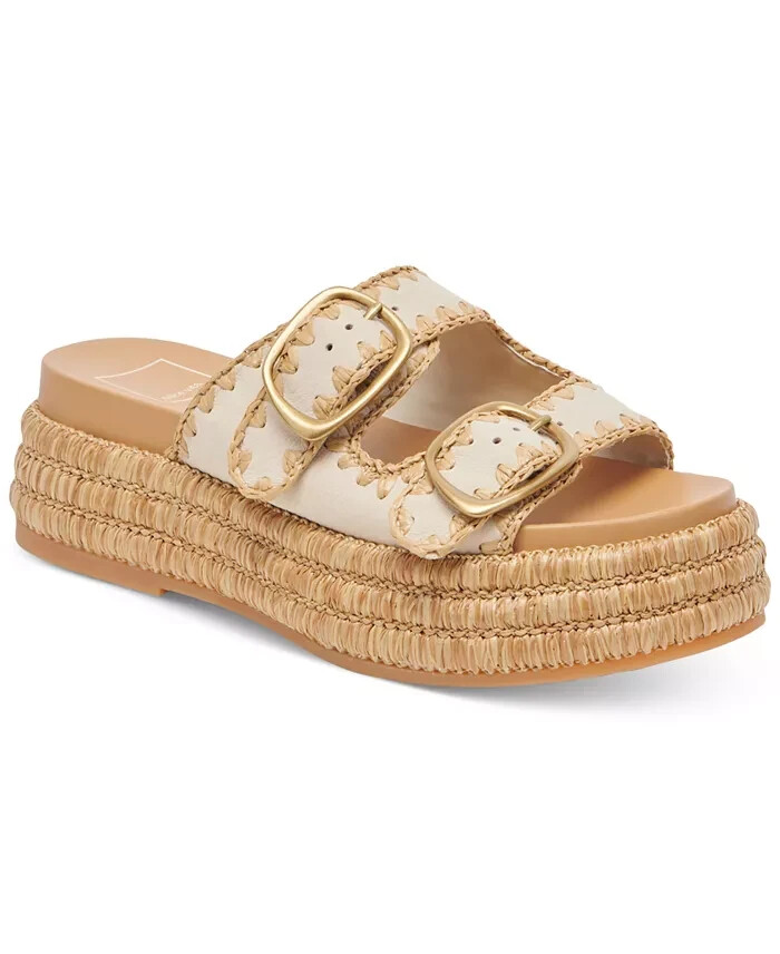 Dolce Vita Wanika Double Buckle Espadrille Platform Sandals Women's 9.5 Sand