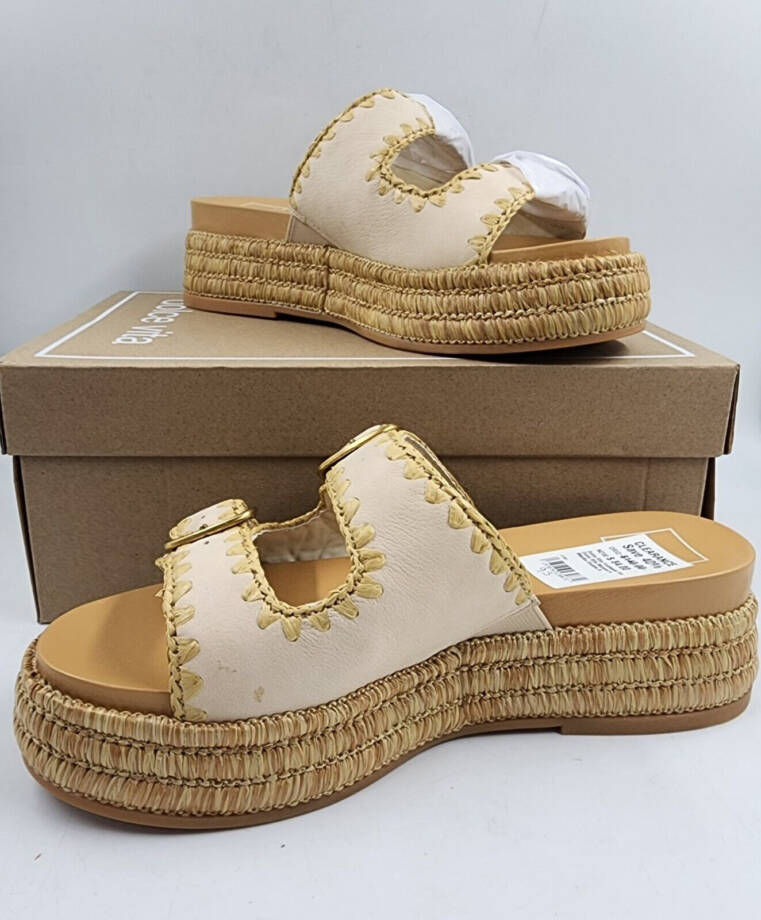 Dolce Vita Wanika Double Buckle Espadrille Platform Sandals Women's 9.5 Sand