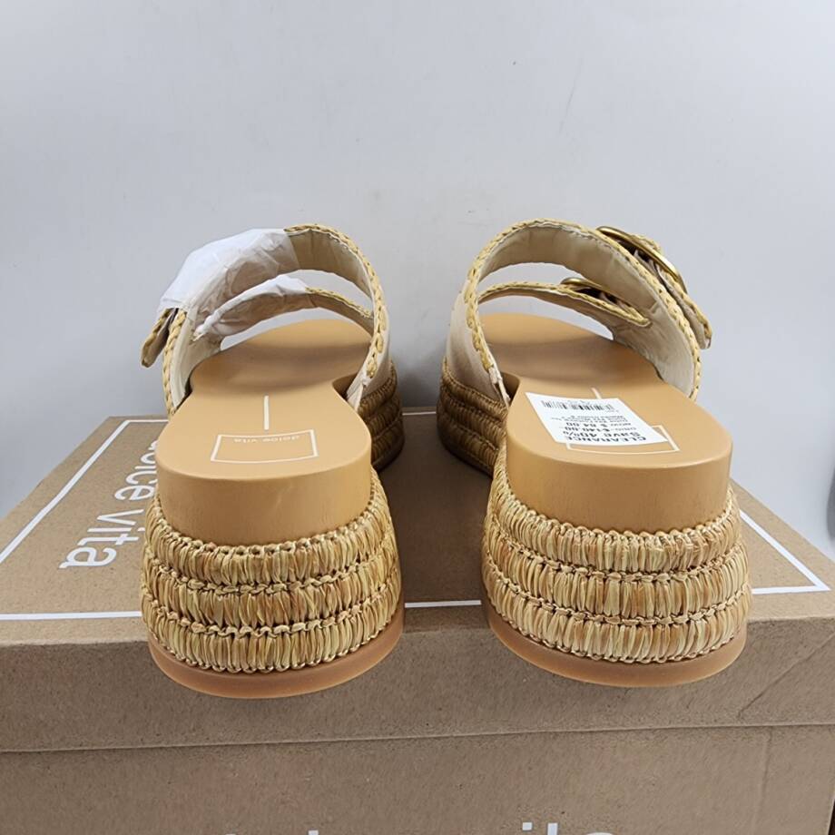 Dolce Vita Wanika Double Buckle Espadrille Platform Sandals Women's 9.5 Sand