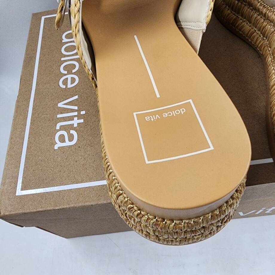Dolce Vita Wanika Double Buckle Espadrille Platform Sandals Women's 9.5 Sand
