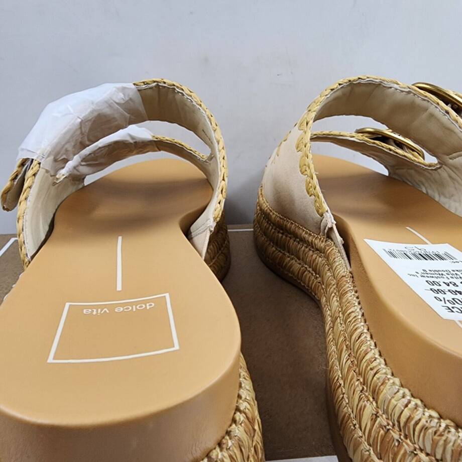 Dolce Vita Wanika Double Buckle Espadrille Platform Sandals Women's 9.5 Sand