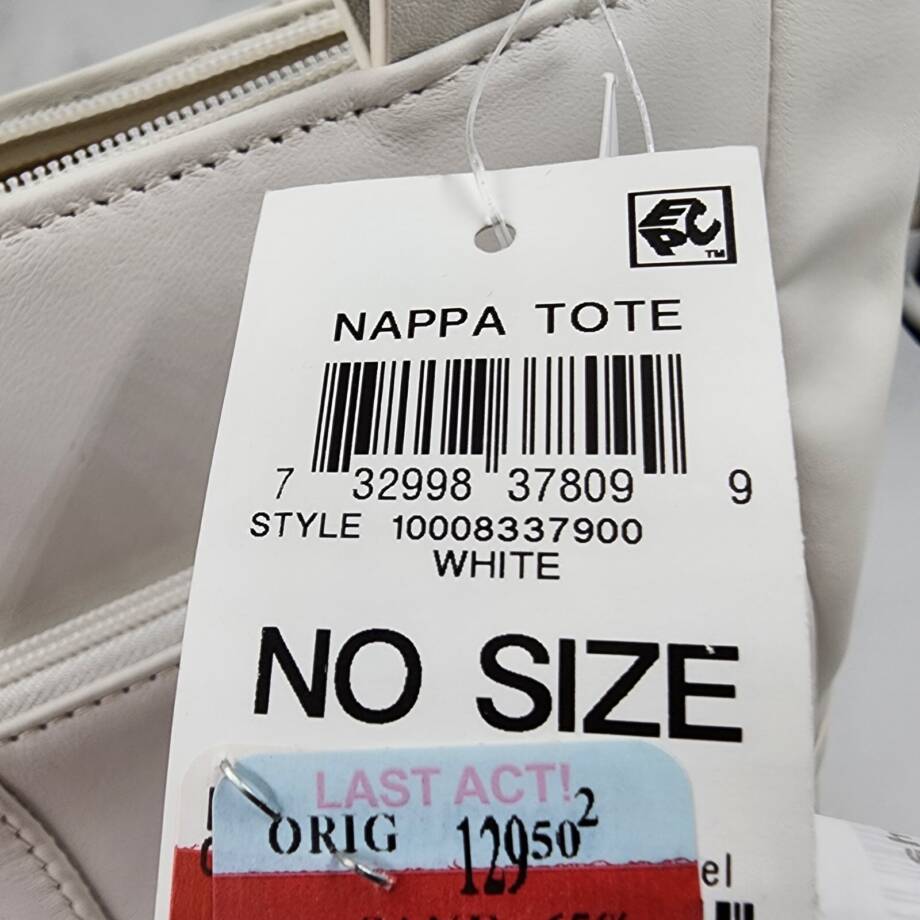 Giani Bernini Nappa Classic Leather Tote Bag Women's No Size White Top Zipped