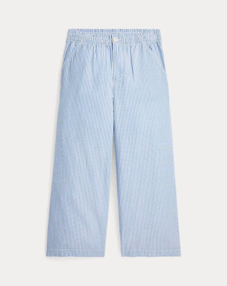 Polo Ralph Lauren Polo Prepster Seersucker Pants Girl's 10 Blue Button Closure~