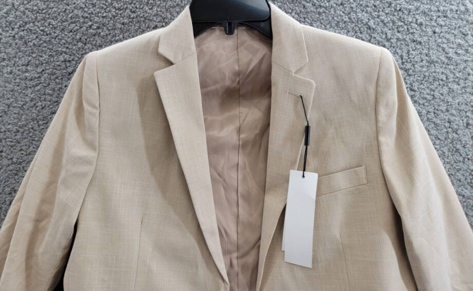 Calvin Klein Stretch Sharkskin Jacket Big Boys 16 Light Khaki Button Front L/S