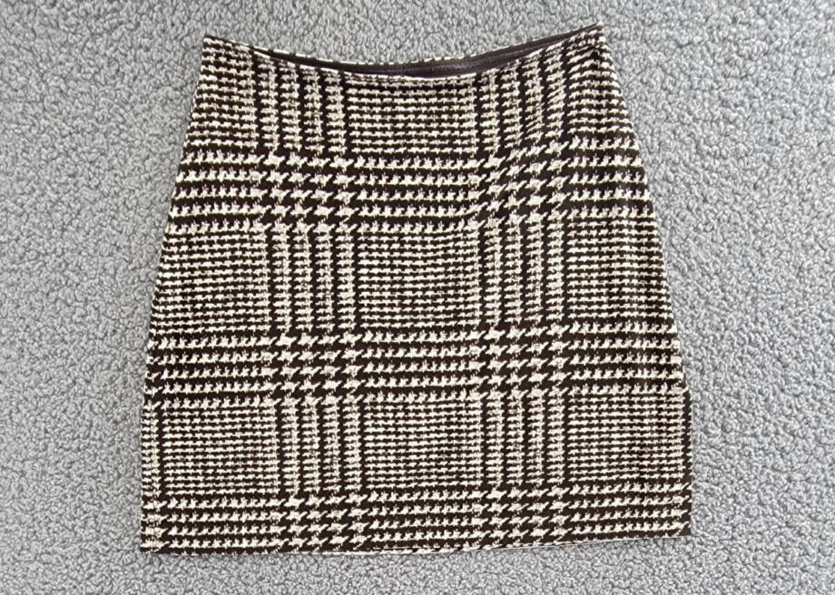 Norma Kamali Side Slit Mini Skirt Women's XS/29 Chocolate Glenn Pull On