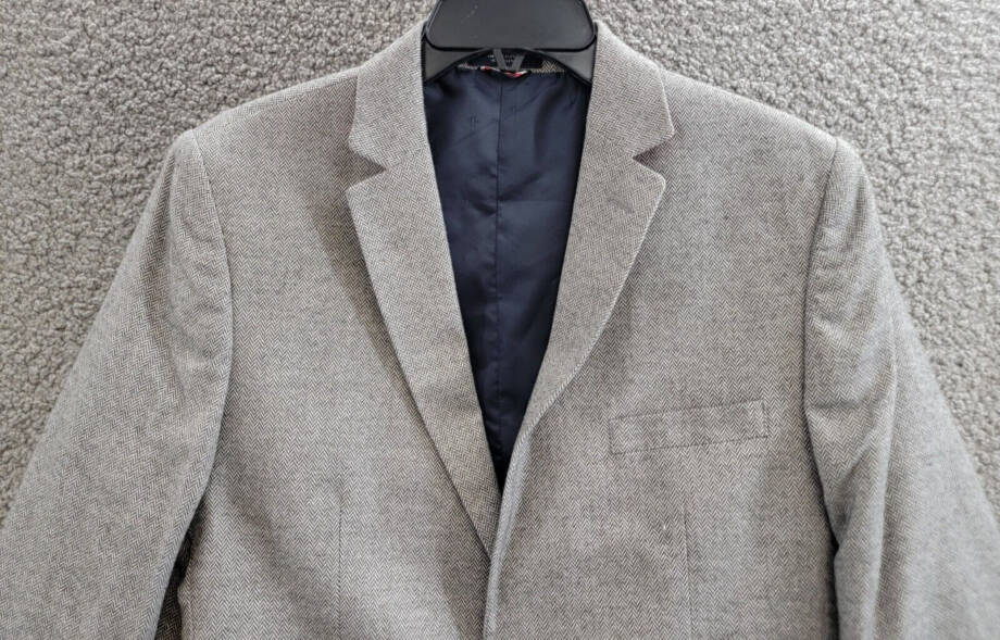 Tommy Hilfiger Brushed Herringbone Jacket Big Boys 20 Dark Gray Button Front L/S
