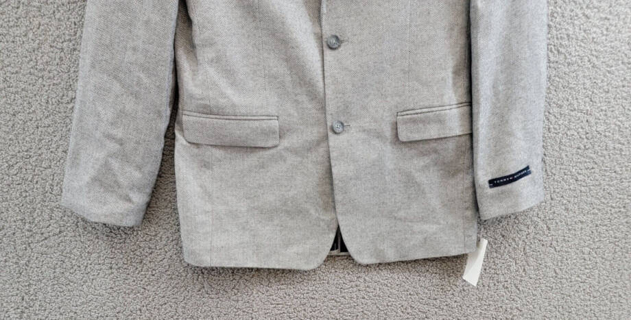 Tommy Hilfiger Brushed Herringbone Jacket Big Boys 20 Dark Gray Button Front L/S