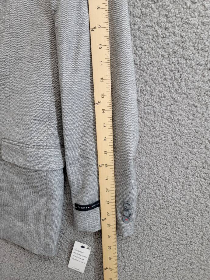 Tommy Hilfiger Brushed Herringbone Jacket Big Boys 20 Dark Gray Button Front L/S
