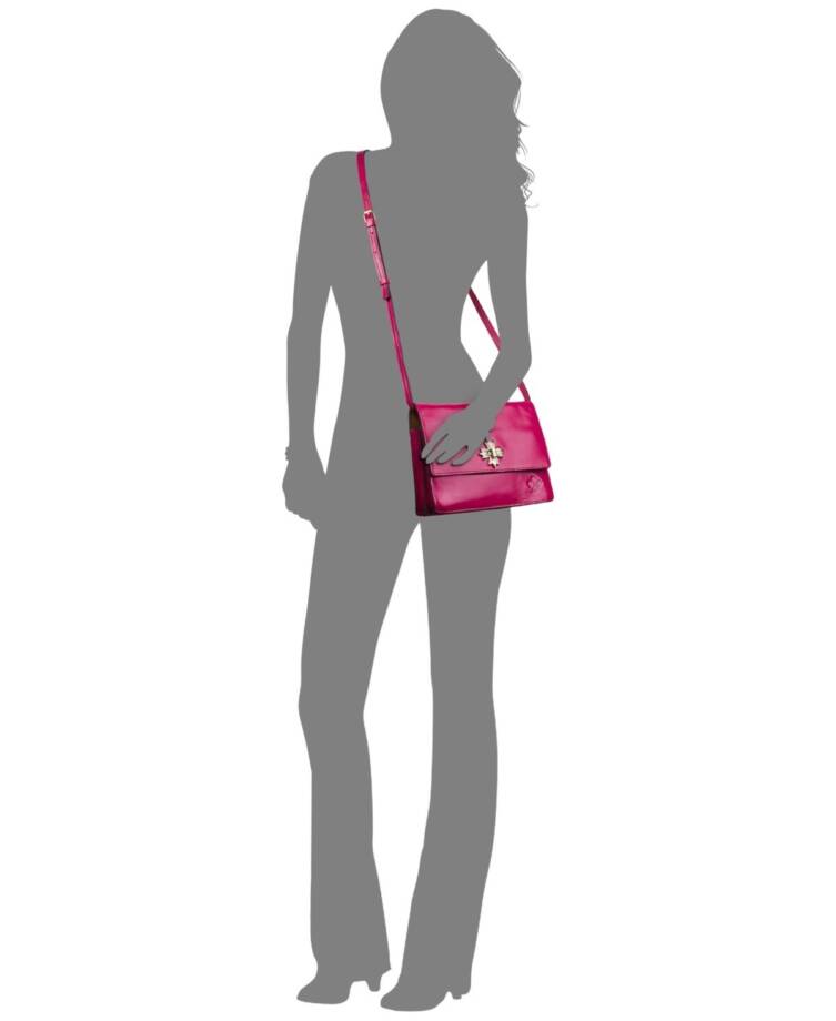 Patricia Nash Consilina Small Leather Crossbody Bag Women's Fuchsia Twist Lock