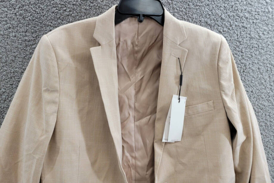 Calvin Klein Notch Collar Blazers Boys' 20 Light Khaki Two Button Closure L/S~