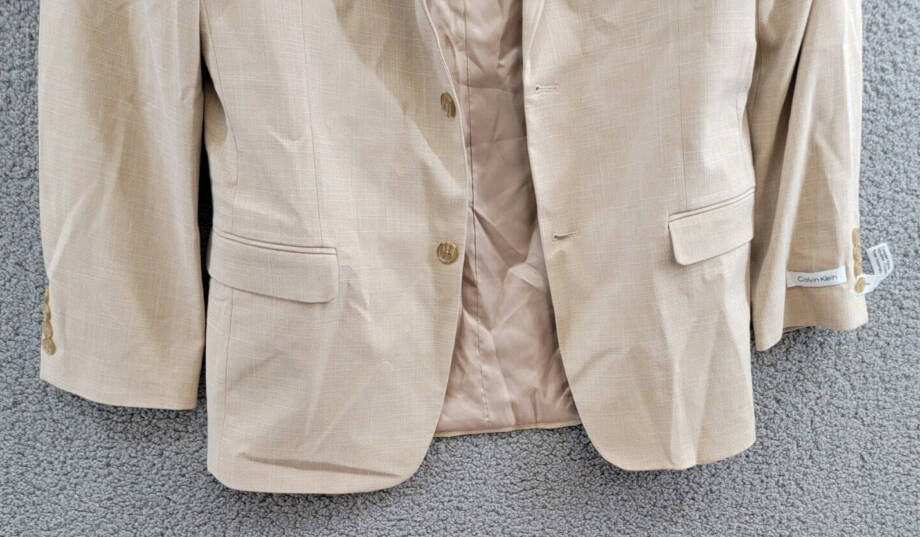 Calvin Klein Notch Collar Blazers Boys' 20 Light Khaki Two Button Closure L/S~