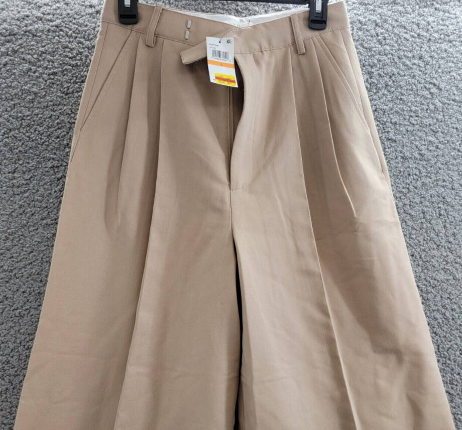 ASTR the Label Milani Wide-Leg Pleated Pants Women's S Taupe Hook & Bar Closure~