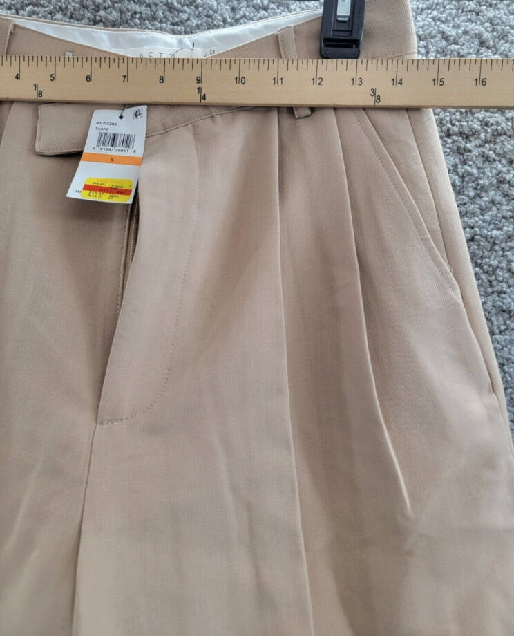 ASTR the Label Milani Wide-Leg Pleated Pants Women's S Taupe Hook & Bar Closure~