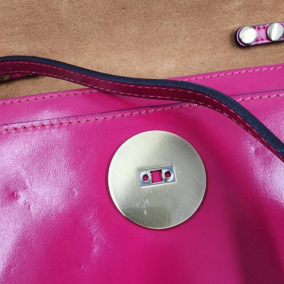 Patricia Nash Consilina Small Leather Crossbody Bag Women's Fuchsia Twist Lock