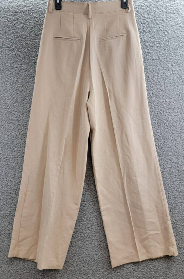 ASTR the Label Milani Wide-Leg Pleated Pants Women's S Taupe Hook & Bar Closure~