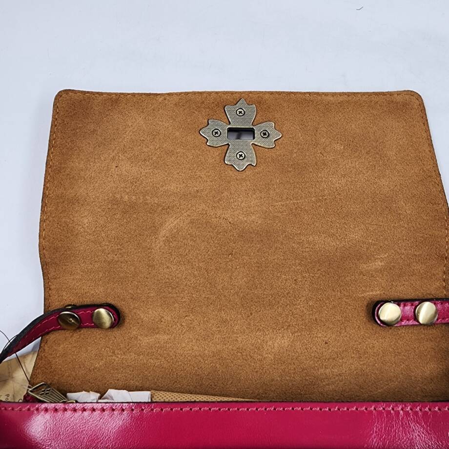 Patricia Nash Consilina Small Leather Crossbody Bag Women's Fuchsia Twist Lock