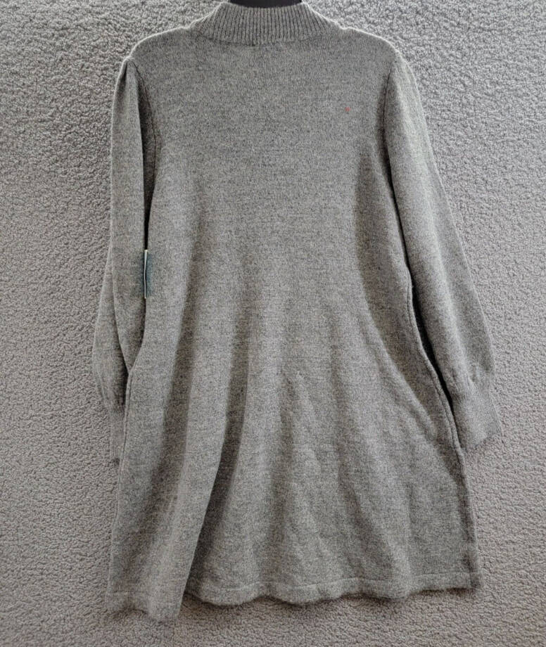 CeCe Embellished Bow Long-Sleeve Sweater Dress Women's XL Smoke Gray Pullover