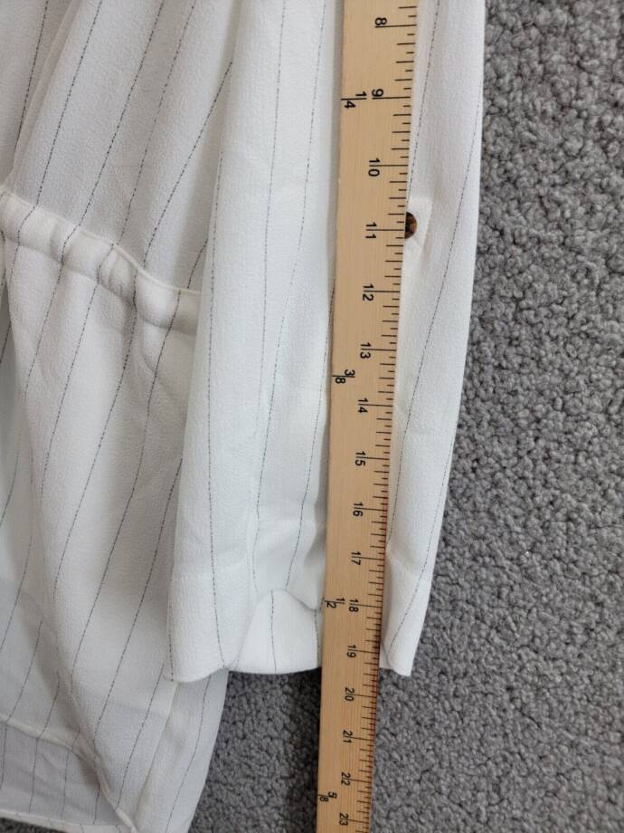 Calvin Klein Striped Drawstring-Waist Tunic Blouse Women's S Soft White Collared