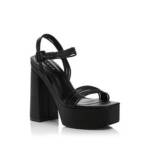 AQUA Sweet Block Heel Platform Sandals Women's 7M Black Solid Square Open Toe