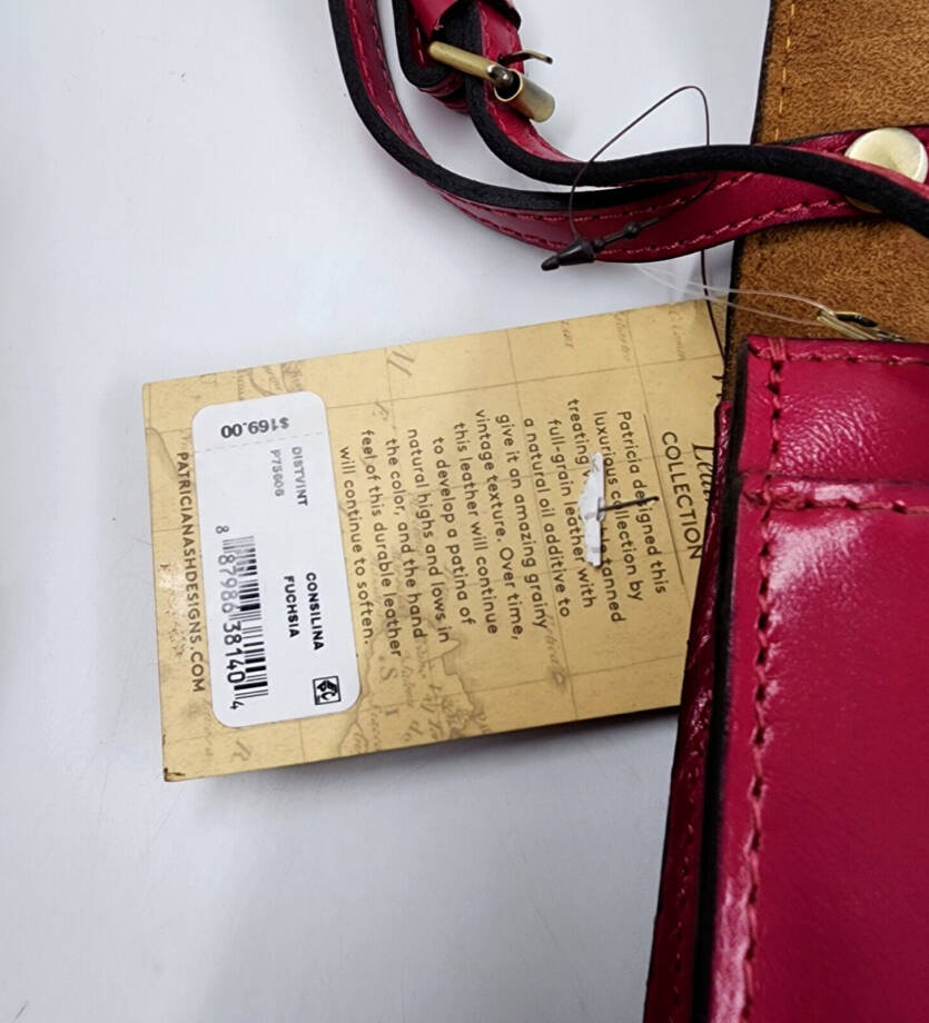 Patricia Nash Consilina Small Leather Crossbody Bag Women's Fuchsia Twist Lock
