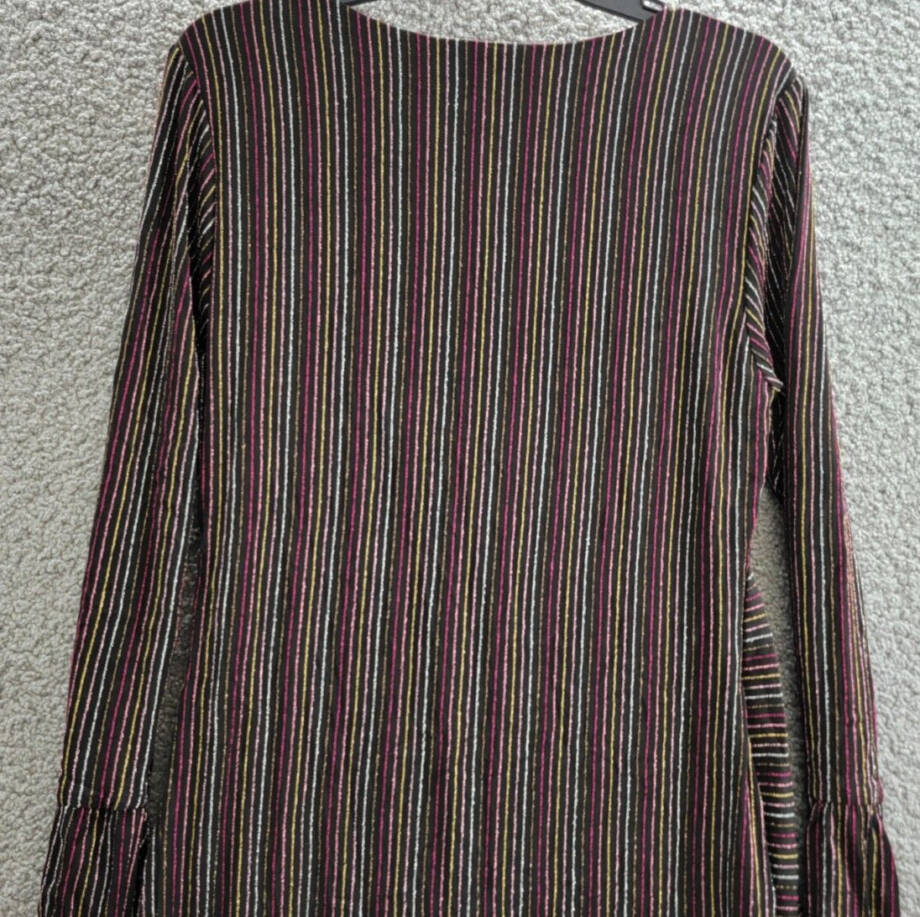 French Connection Paula Keyhole Midi Dress Women's L Black Multi Round Neckline