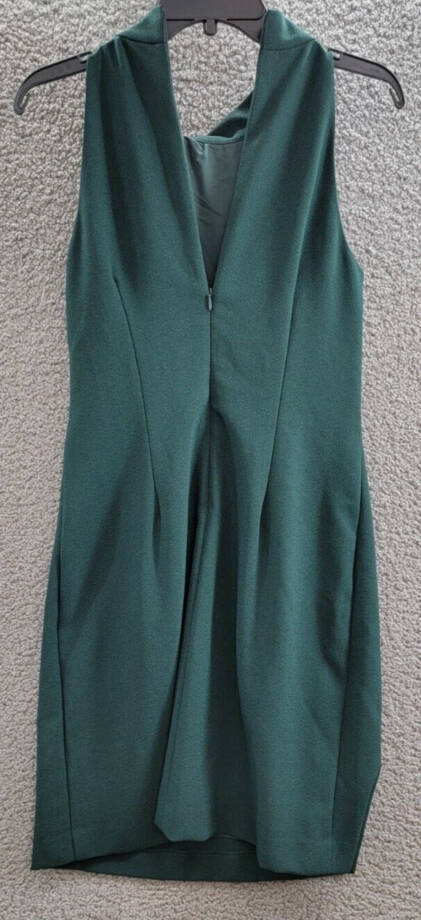 Vince Camuto Tie Neck A-Line Dress Women's 6 Hunter Back Zip Closure Sleeveless