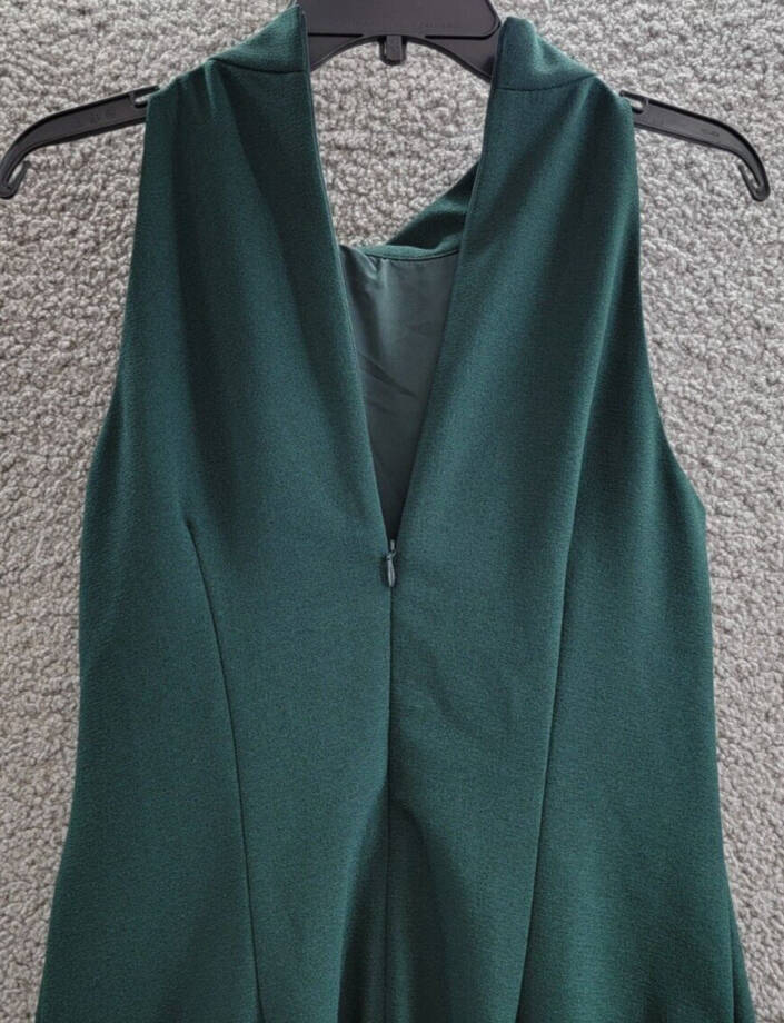 Vince Camuto Tie Neck A-Line Dress Women's 6 Hunter Back Zip Closure Sleeveless