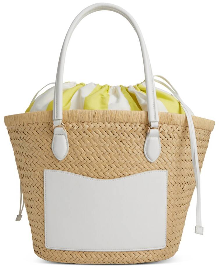 On 34th Isabellaa Straw Medium Drawstring Tote Bag Women's One Size Straw/White