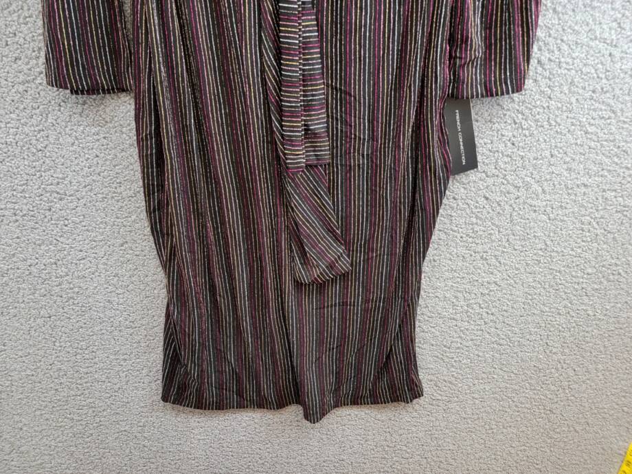 French Connection Paula Keyhole Midi Dress Women's XL Blackout Multi Round Neck