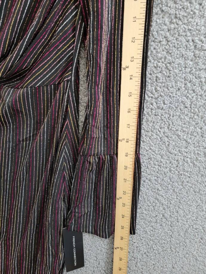 French Connection Paula Keyhole Midi Dress Women's XL Blackout Multi Round Neck