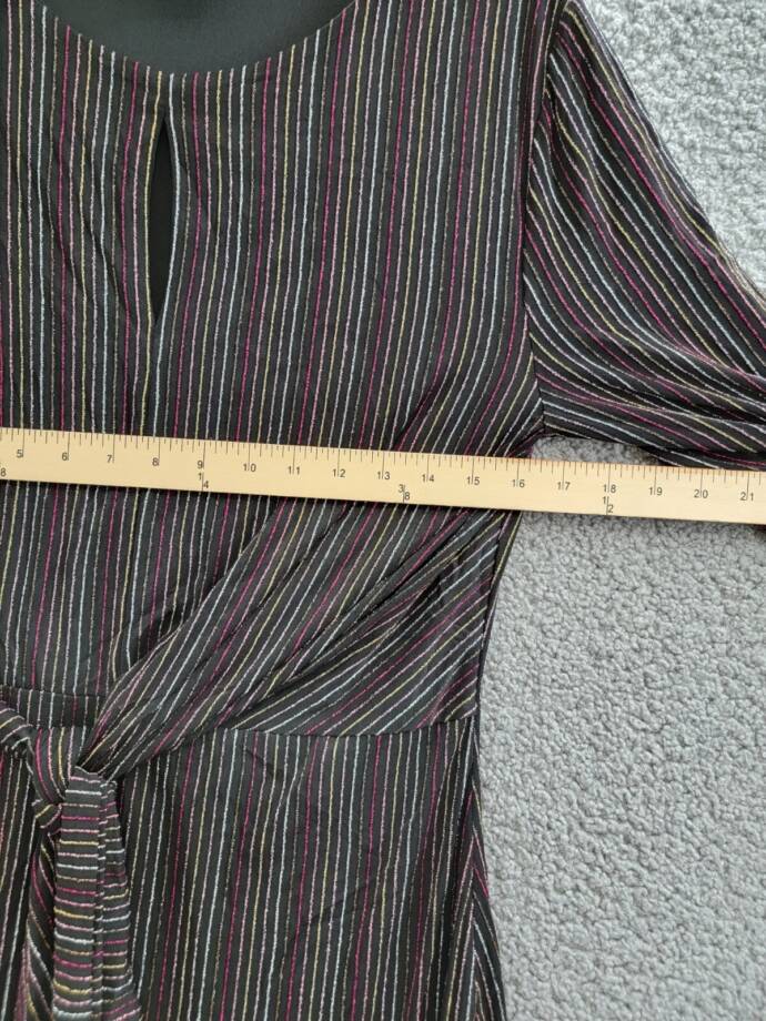 French Connection Paula Keyhole Midi Dress Women's XL Blackout Multi Round Neck