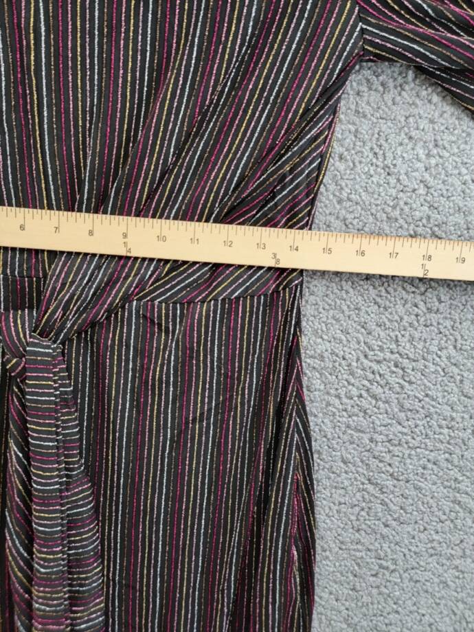 French Connection Paula Keyhole Midi Dress Women's XL Blackout Multi Round Neck