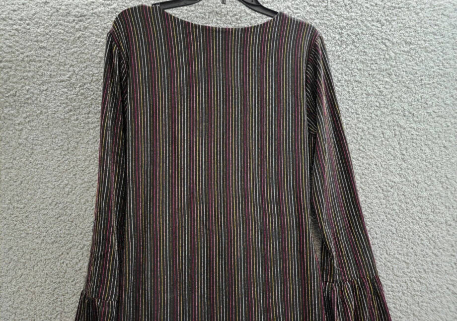 French Connection Paula Keyhole Midi Dress Women's XL Blackout Multi Round Neck