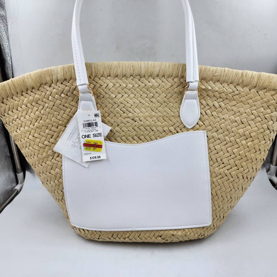 On 34th Isabellaa Straw Medium Drawstring Tote Bag Women's One Size Straw/White
