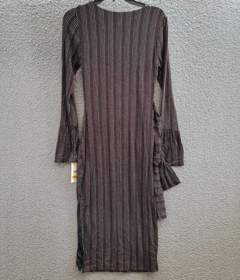 French Connection Paula Keyhole Midi Dress Women's XS Blackout Multi Round Neck