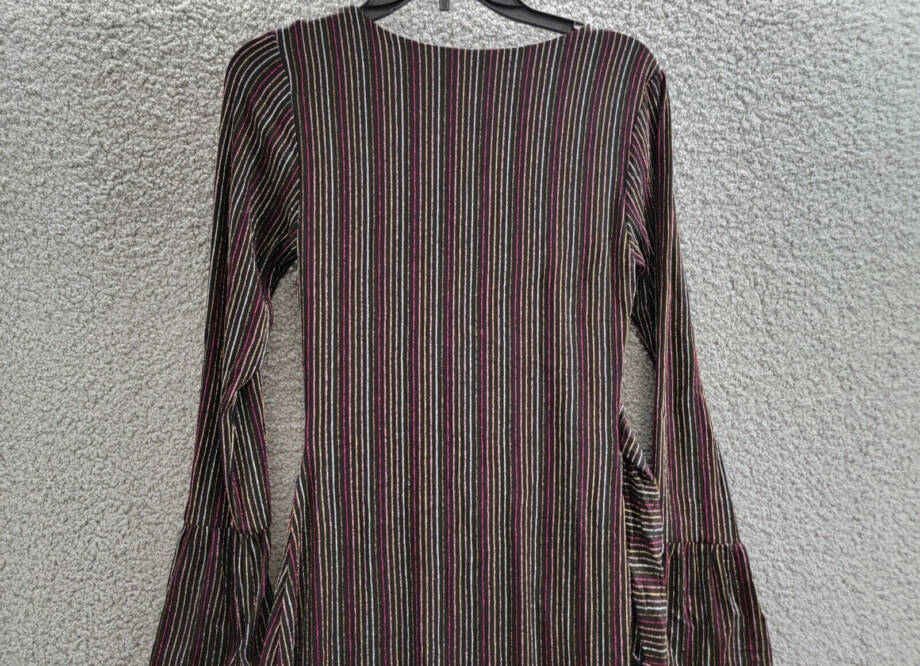 French Connection Paula Keyhole Midi Dress Women's XS Blackout Multi Round Neck