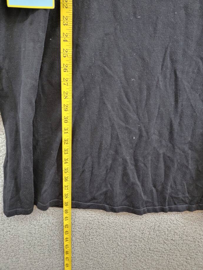 CeCe Ruffle Trim Sweater Dress Women's XL Black/White Crew Neck Pullover L/S