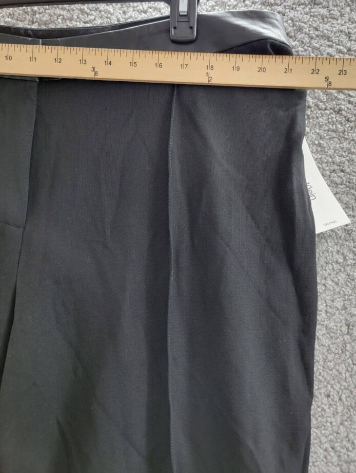 Calvin Klein Plus High-Rise Faux Leather-Waist Pants Women's 20W Black Solid