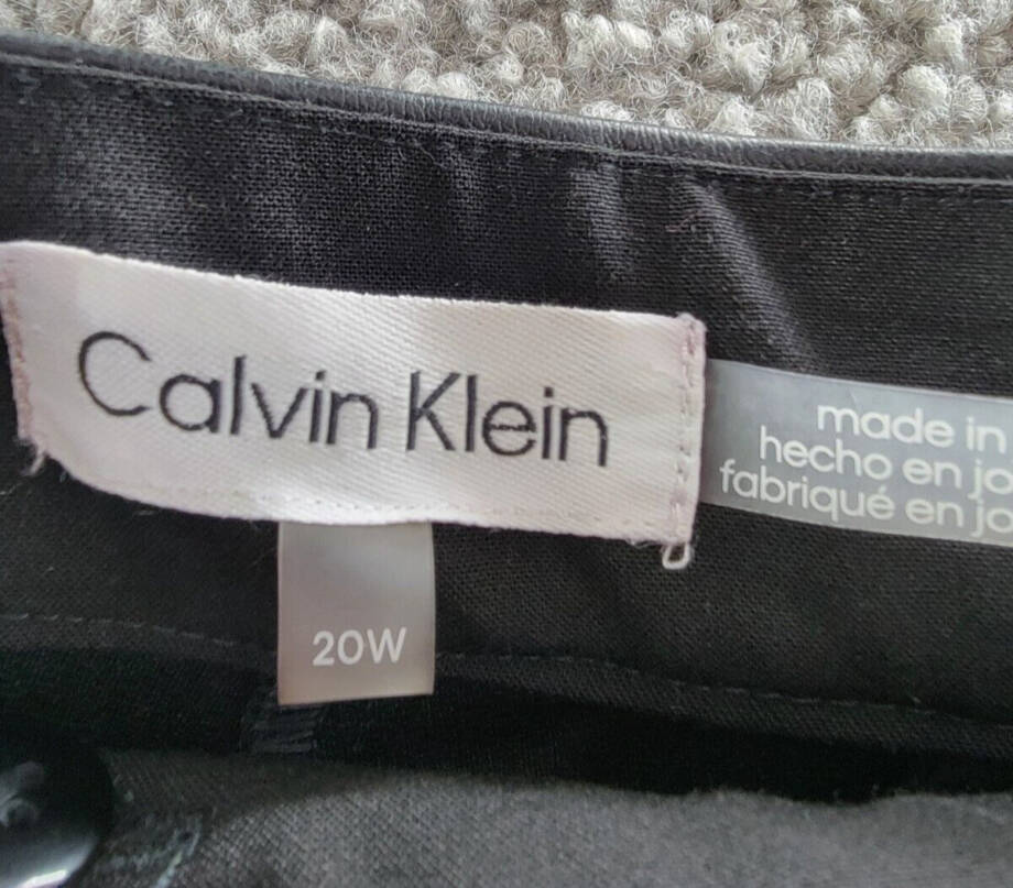 Calvin Klein Plus High-Rise Faux Leather-Waist Pants Women's 20W Black Solid