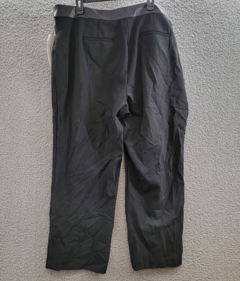 Calvin Klein Plus High-Rise Faux Leather-Waist Pants Women's 20W Black Solid