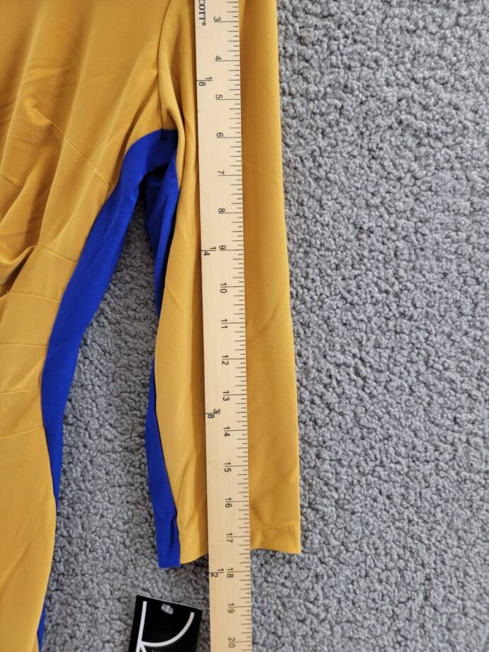 Kasper Side Stripe Dress Women's 6 Kasper Gold/Royal Blue 3/4 Sleeve Pullover