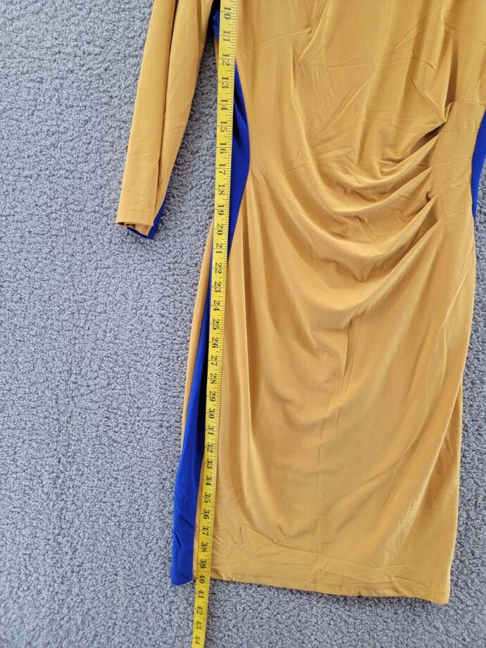 Kasper Side Stripe Dress Women's 6 Kasper Gold/Royal Blue 3/4 Sleeve Pullover