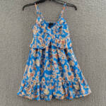Jessica Simpson Iris Ruffled Empire-Waist Dress Women's XS Methyl Blue V-Neck