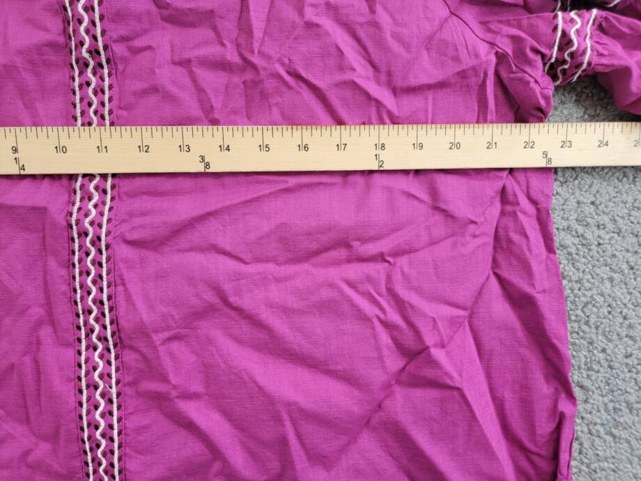 Charter Club Embroidered Bubble-Sleeve Top Women's XL Fuchsia V-Neck 3/4 Sleeve
