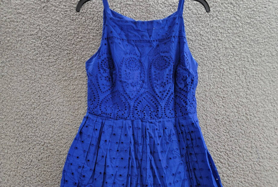 Charter Club Lace Dress Women's 4 Modern Blue Straight Neck Back Zip Closure