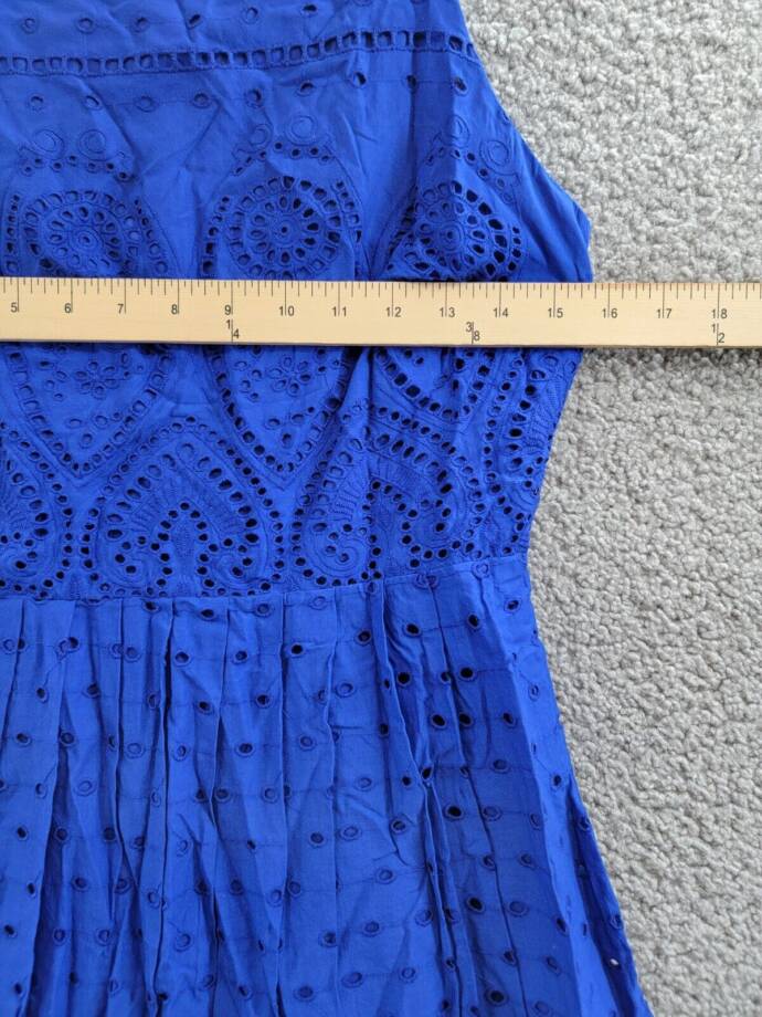 Charter Club Lace Dress Women's 4 Modern Blue Straight Neck Back Zip Closure