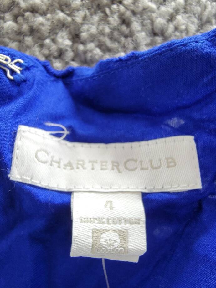 Charter Club Lace Dress Women's 4 Modern Blue Straight Neck Back Zip Closure
